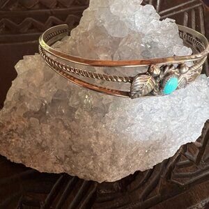 Navajo Signed Sterling Silver and Turquoise Vintage Bracelet Emma Francis